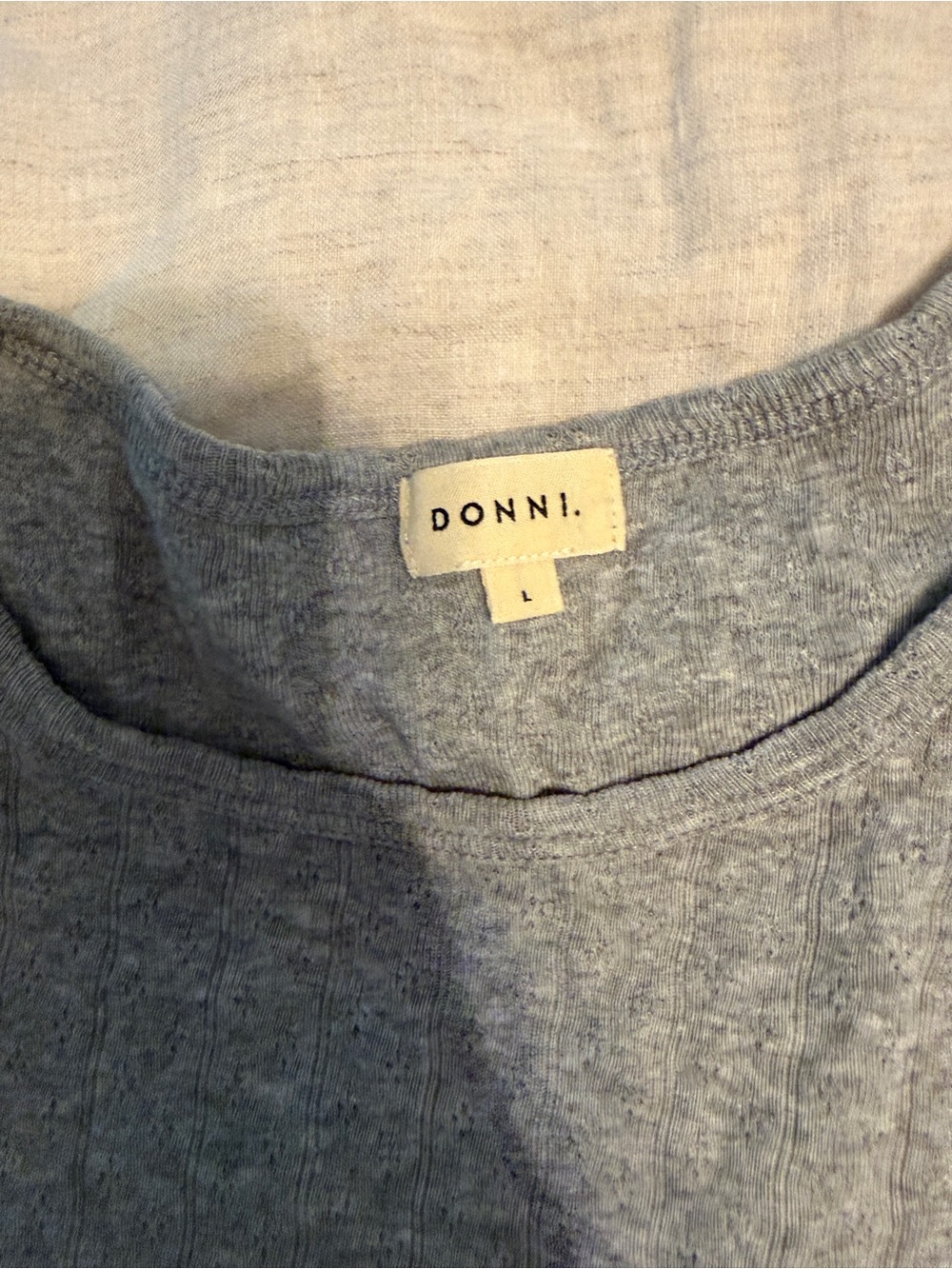 DONNI. Gray Pointelle Tee - Picture 2 of 3